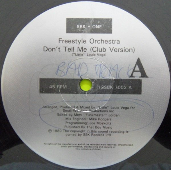 Freestyle Orchestra : Don't Tell Me (12")