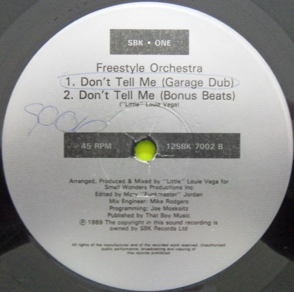 Freestyle Orchestra : Don't Tell Me (12")