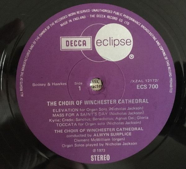 Reginald Alwyn Surplice, Clement McWilliam, Nicholas Jackson : The Choir Of Winchester Cathedral (LP, Album)