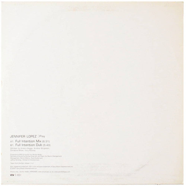 Jennifer Lopez : Play (12", Single, Promo)