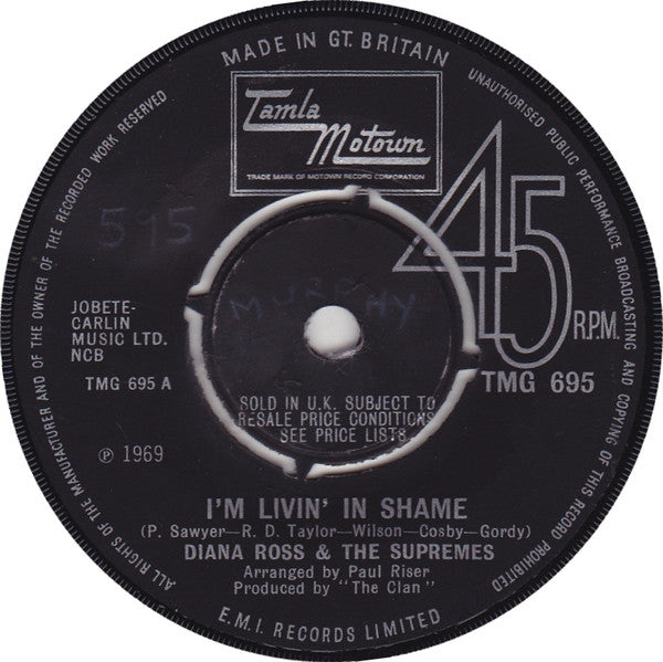 Diana Ross & The Supremes* : I'm Livin' In Shame (7", Single, 4-P)