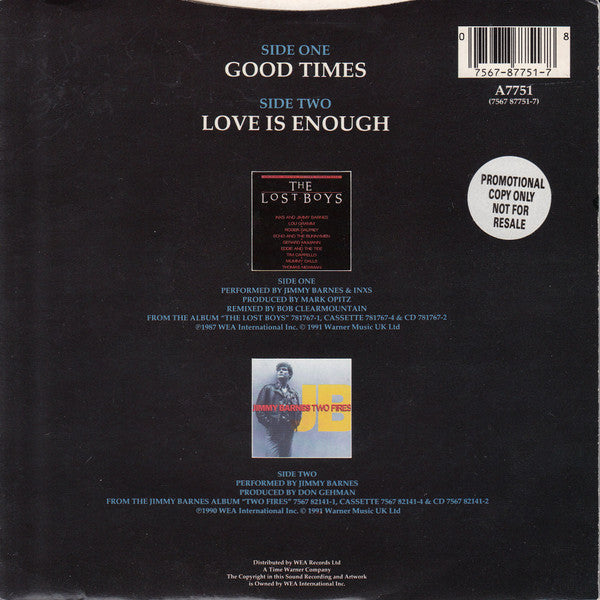 Jimmy Barnes & INXS : Good Times (7", Single)
