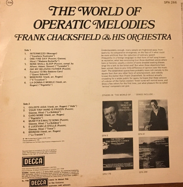 Frank Chacksfield & His Orchestra : The World Of Operatic Melodies (LP, Album)