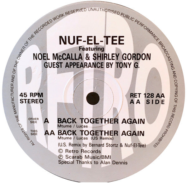 Nuf-El-Tee Featuring Noel McCalla & Shirley Gordon : Back Together Again (12")