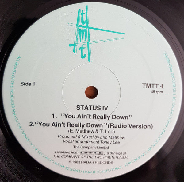 Status IV : You Ain't Really Down (12", Single, Die)