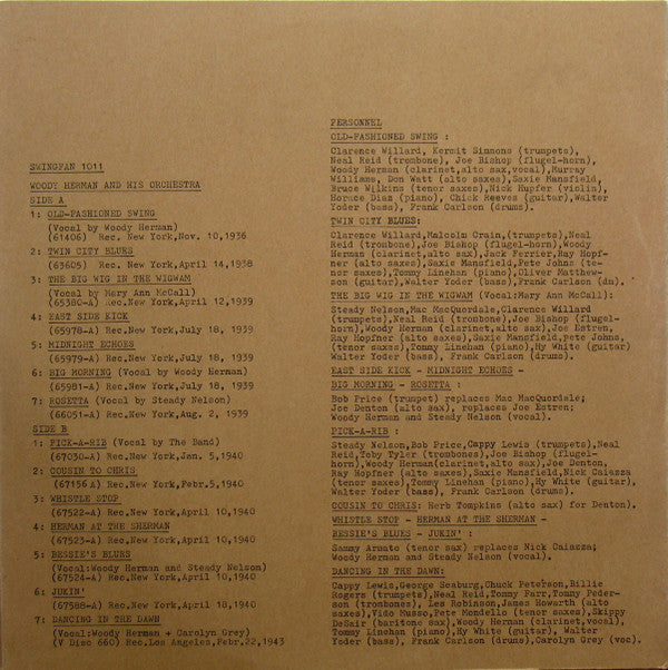 Woody Herman And His Orchestra : Woody Herman And His Orchestra 1936-1943 (LP, Comp, Ltd)