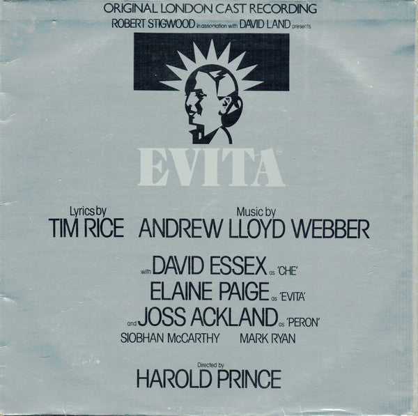 "Evita" Original London Cast Recording,  Robert Stigwood  In Association With David Land Presents, Lyrics By  Tim Rice , Music By  Andrew Lloyd Webber : Evita (LP, Album, Gat)
