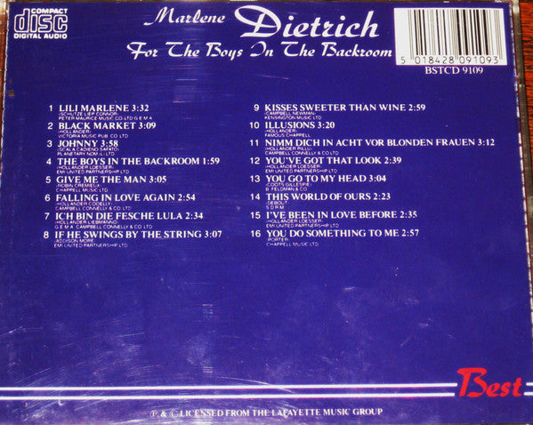 Marlene Dietrich : For The Boys In The Backroom (CD, Comp)