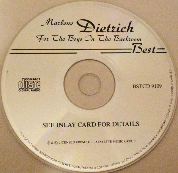 Marlene Dietrich : For The Boys In The Backroom (CD, Comp)