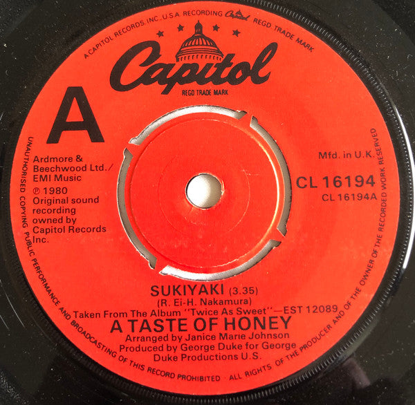A Taste Of Honey : Sukiyaki (7", Single)