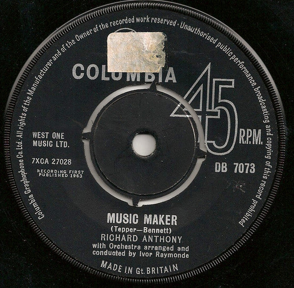 Richard Anthony (2) : Too Late To Worry / Music Maker (7", Single)
