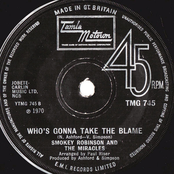The Miracles : The Tears Of A Clown (7", Single, Sol)
