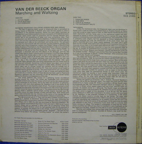 Van Der Beeck Organ : Marching & Waltzing (LP)