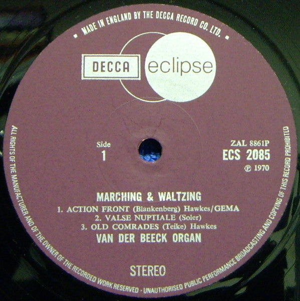 Van Der Beeck Organ : Marching & Waltzing (LP)