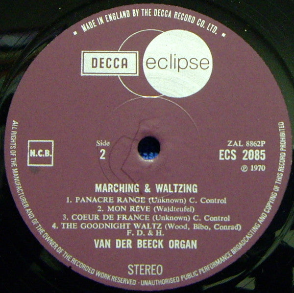 Van Der Beeck Organ : Marching & Waltzing (LP)