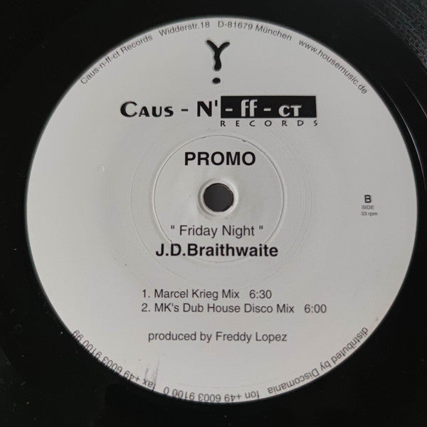 J.D. Braithwaite : Friday Night (12", Promo)