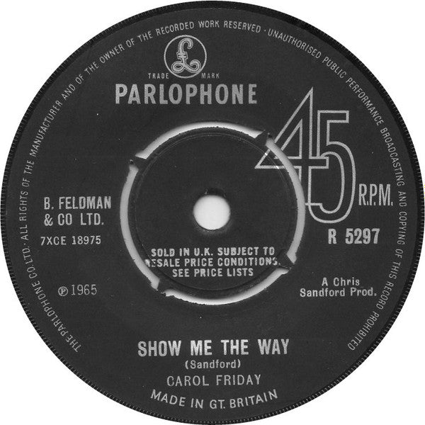 Carol Friday : Gone Tomorrow (7")