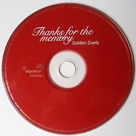 Various : Thanks For The Memory (Golden Duets) (CD, Comp)