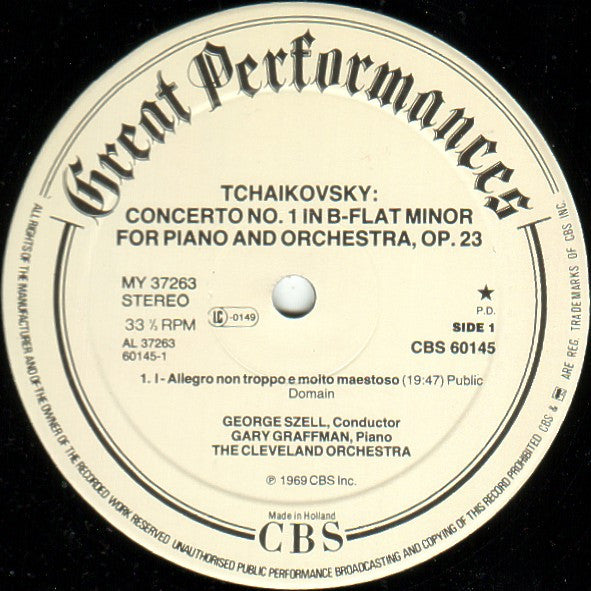 Pyotr Ilyich Tchaikovsky, Sergei Vasilyevich Rachmaninoff / Gary Graffman, George Szell, The Cleveland Orchestra : Piano Concerto No. 1 / Three Preludes (LP, Album, RE)