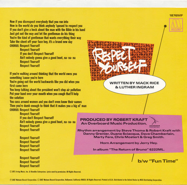 Bruce Willis : Respect Yourself (7", Single)