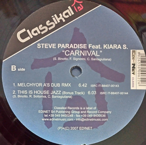 Steve Paradise Feat. Kiara S : Carnival (LP)