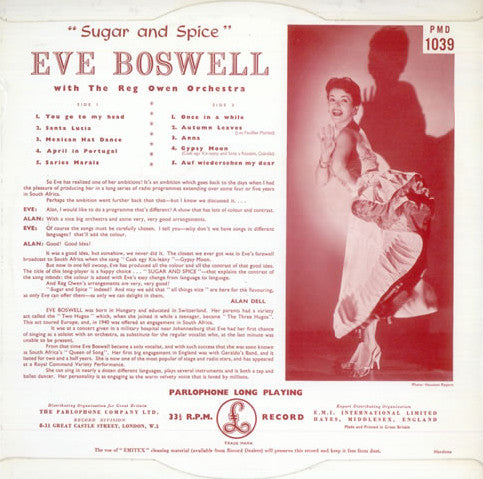 Eve Boswell : Sugar And Spice (10", Album, Mono)