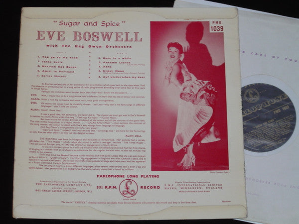 Eve Boswell : Sugar And Spice (10", Album, Mono)