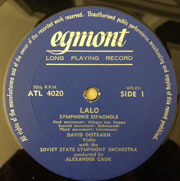 David Oistrakh*, Soviet State Symphony Orchestra*, Alexander Gauk : Symphonie Espagnole (LP, Album)