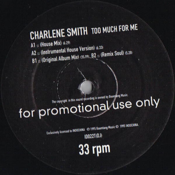 Charlene Smith : Too Much For Me (12", Promo)
