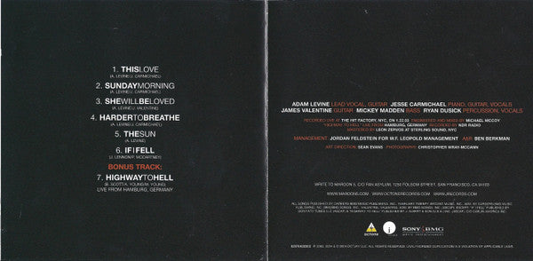 Maroon 5 : 1.22.03. Acoustic (CD, EP)