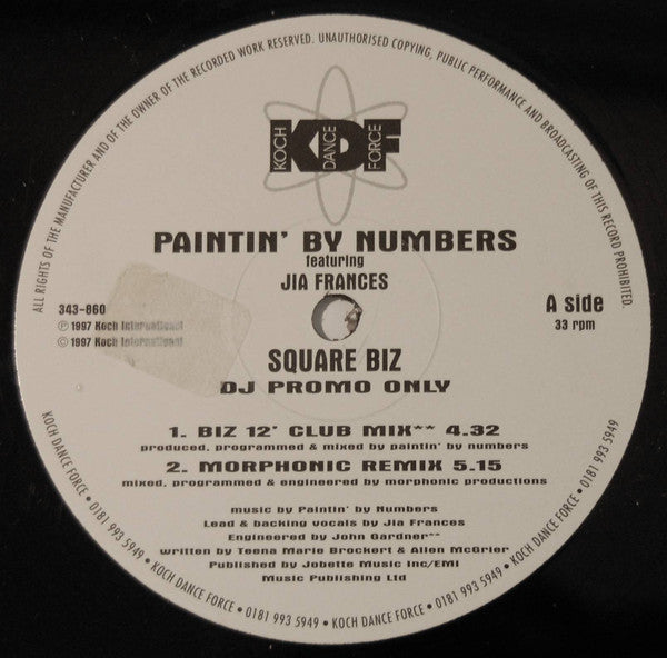 Paintin' By Numbers Featuring Jia Frances : Square Biz (12", Promo)
