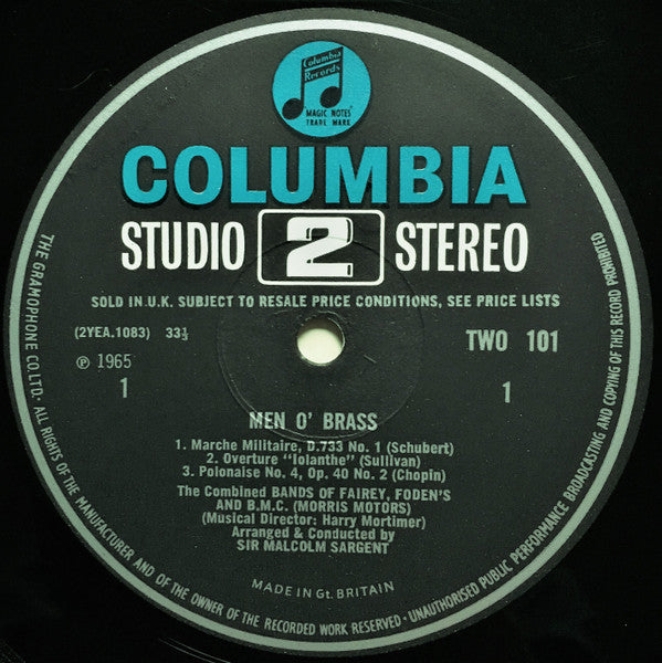 Massed Brass Bands Of Fodens, Fairey Aviation & Morris Motors, Sir Malcolm Sargent : Men O' Brass (LP, Album)