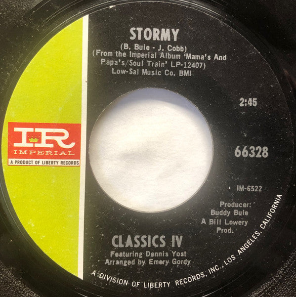 The Classics IV Featuring Dennis Yost : Stormy / 24 Hours Of Loneliness (7", Single, Styrene, She)