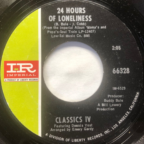 The Classics IV Featuring Dennis Yost : Stormy / 24 Hours Of Loneliness (7", Single, Styrene, She)