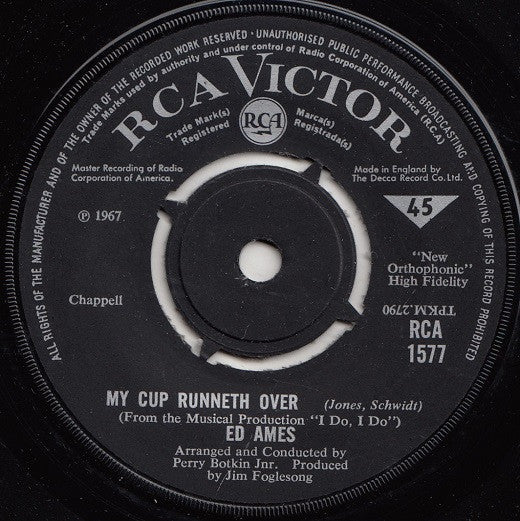 Ed Ames : My Cup Runneth Over (7", Single)