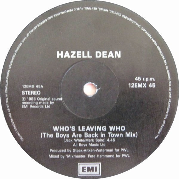 Hazell Dean : Who's Leaving Who (Remix) (12", Single)