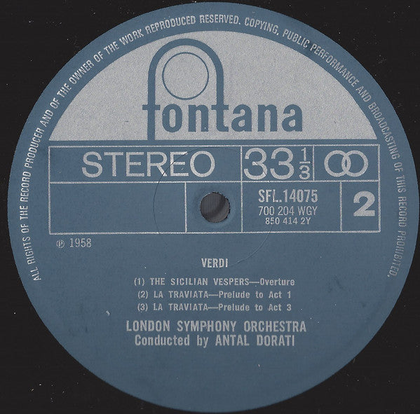 Giuseppe Verdi, London Symphony Orchestra, Antal Dorati : Overtures - The Force Of Destiny / Nabucco / The Sicilian Vespers / La Traviata: Preludes To Acts I And III (LP, RE)