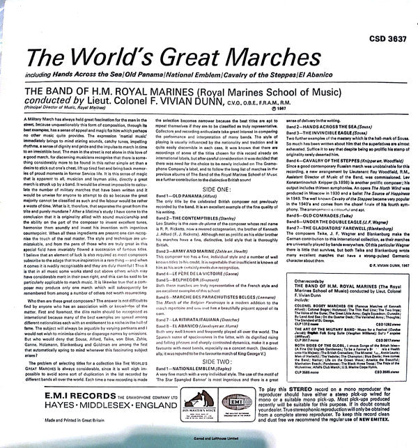 The Band Of H.M. Royal Marines (Royal Marines School Of Music) Conducted By Vivian Dunn : The World's Great Marches (LP)