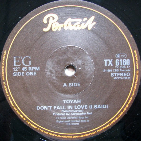 Toyah : Don't Fall In Love (I Said) (12")