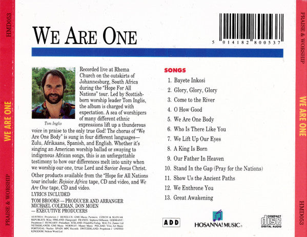 Tom Inglis : We Are One (CD, Album)
