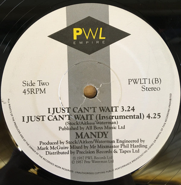 Mandy Smith : I Just Can't Wait  (12", Single, Gen)