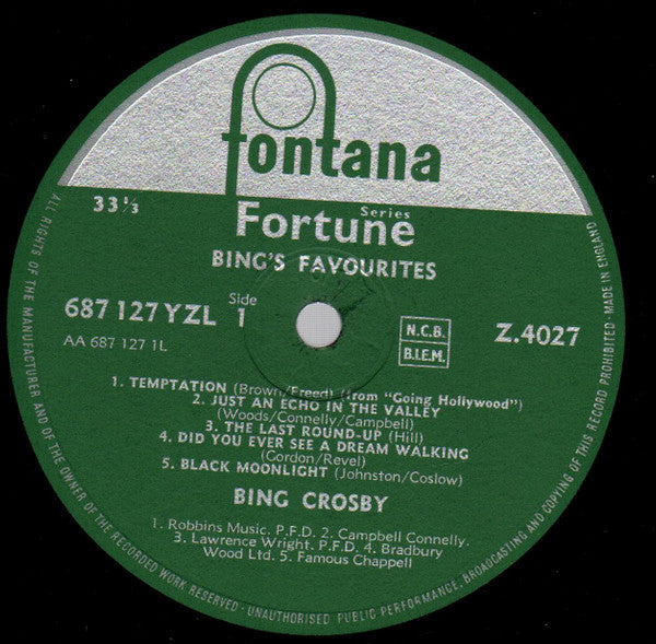 Bing Crosby : Bing's Favourites (LP, Comp)