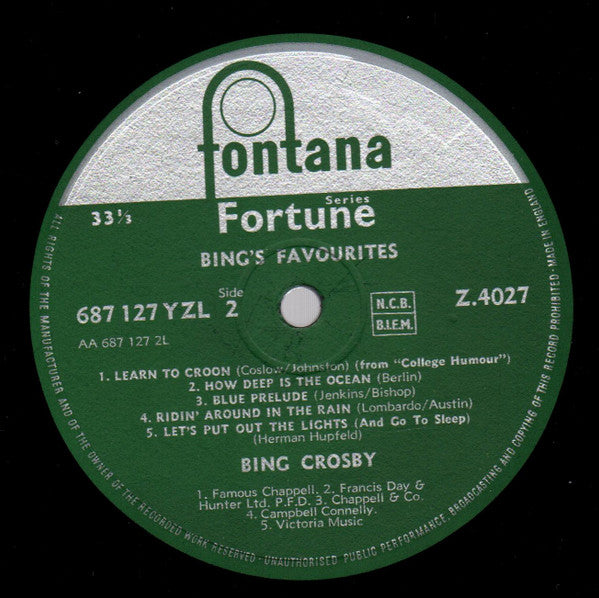 Bing Crosby : Bing's Favourites (LP, Comp)