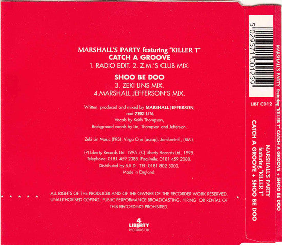 Marshall's Party Featuring Killer T : Catch A Groove + Shoo Be Doo (CD, Single)