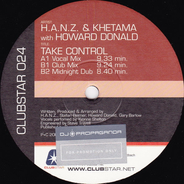 H.A.N.Z. & DJ Khetama with Howard Donald : Take Control (12")