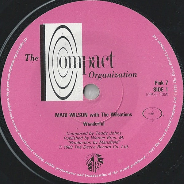 Mari Wilson With The Wilsations : Wonderful (7", Single, Pap)