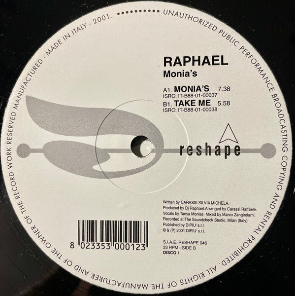 Monia's / DJ Raphael : Monia's (2x12")