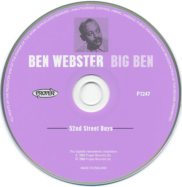 Ben Webster : 52nd Street Days (CD, Comp, RM, Car)