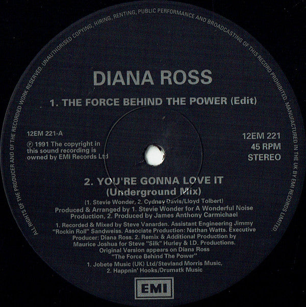 Diana Ross : The Force Behind The Power (12", Single)