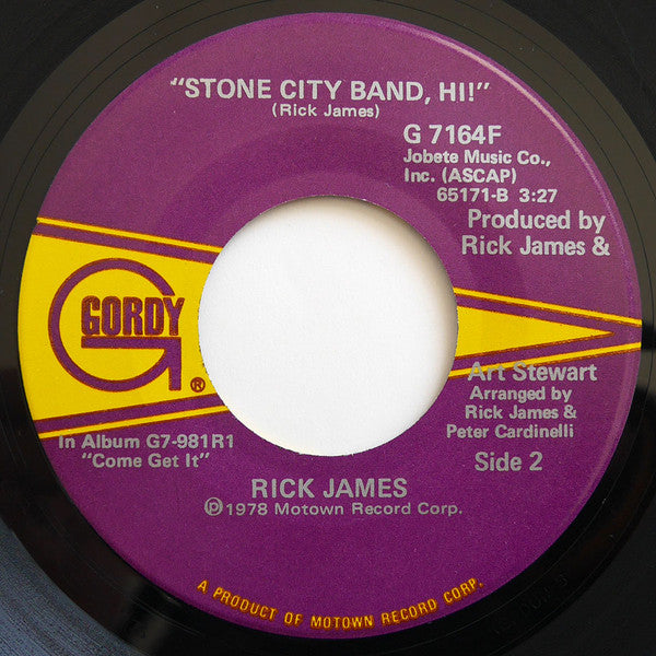 Rick James : High On Your Love Suite / "Stone City Band Hi!" (7", Single)